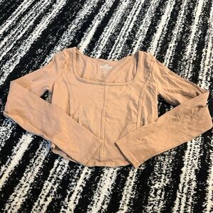 Hollister Women's Long Sleeve Crop Top - Light Brown